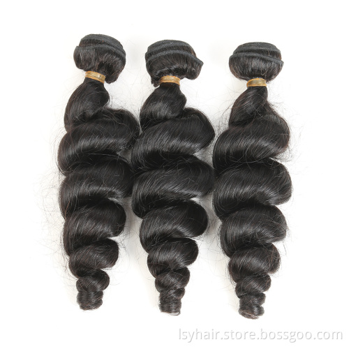 Free Shipping Brazilian Loose Wave Bundles With Closure 100% Remy Hair 3 Bundles With 4*4 Lace Closure Free Part